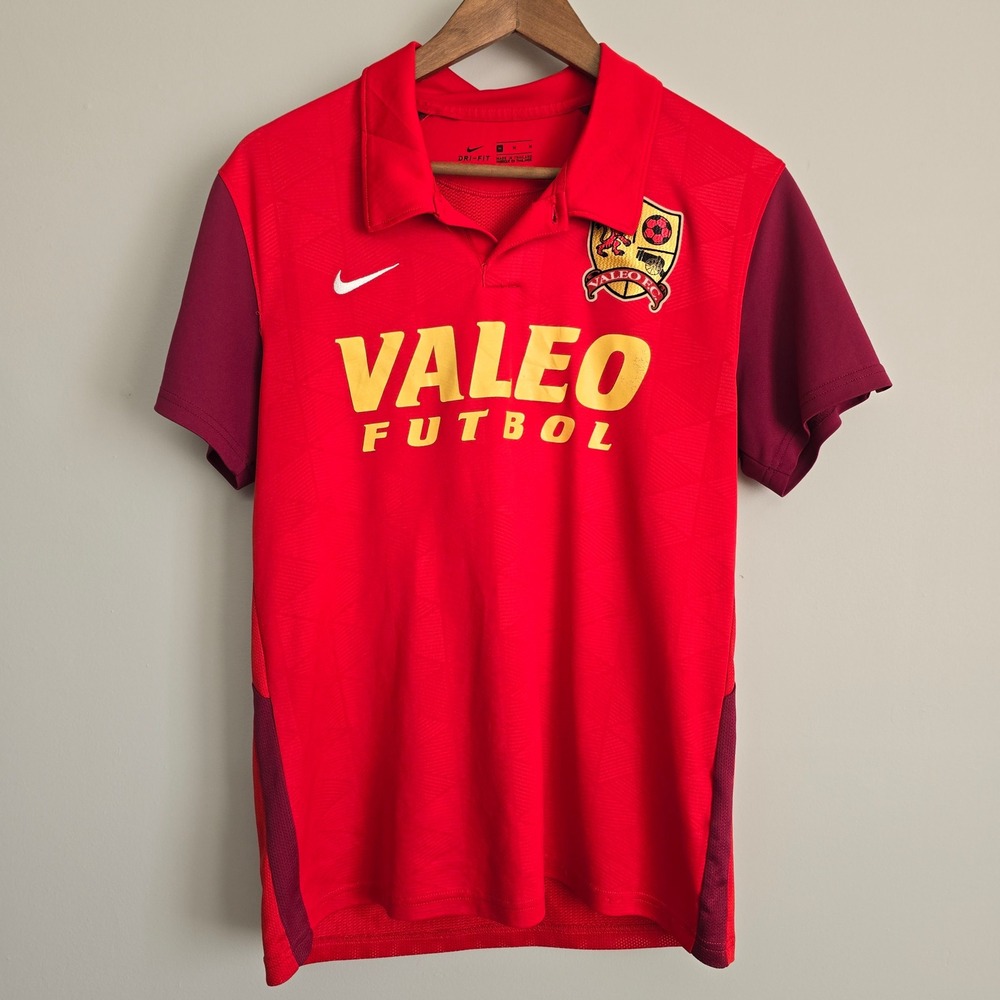 Nike Valeo‎ Futbol Soccer Jersey Mens Medium Red Dri-FIT Short Sleeve Blokecore